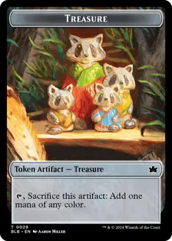 Squirrel // Treasure Double-Sided Token 23 // 29 MTG Bloomburrow Token NP - Image 2