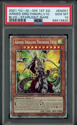 YuGiOh Armed Dragon Thunder LV10 BLVO-EN001 Grded PSA 10 GEM MINT Starlight 1st - Image 1