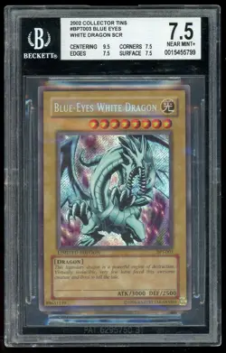 Blue-Eyes White Dragon 2002 Yugioh Limited Edition BPT-003 Secret Rare BGS 7.5 - Image 1