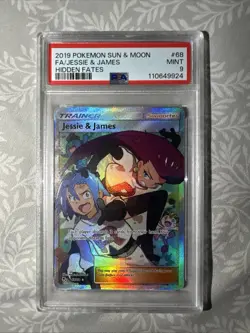2019 POKEMON SUN & MOON HIDDEN FATES #68 FULL ART/JESSIE & JAMES PSA 9 - Image 1