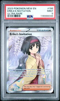 2023 POKEMON MEW EN-151 ULTRA RARE #196 ERIKA'S INVITATION PSA 9 - Image 1