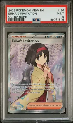 2023 POKEMON MEW EN-151 ULTRA RARE #196 ERIKA'S INVITATION PSA 9 - Image 1