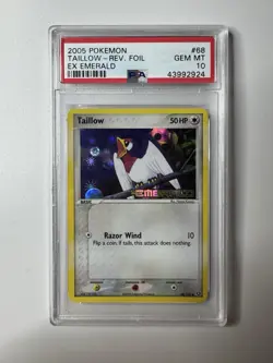 2005 POKEMON EX EMERALD #68 TAILLOW-REVERSE FOIL PSA 10 - Image 1
