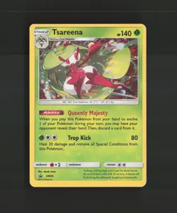 Tsareena SM26 Sun & Moon Black Star Promo Cosmos Holo Pokemon Card DMG - Image 1