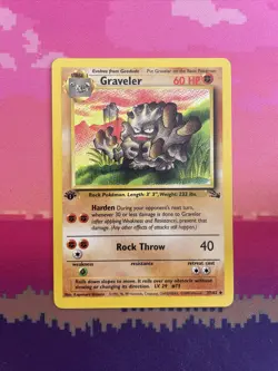 LIVE Pokemon Card Graveler Fossil 1st Edition Uncommon 37/62 Near Mint - Image 1