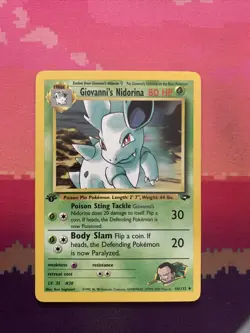 LIVE Pokemon Card Giovanni's Nidorino Gym Challenge 1st Edition 44/132 Near Mint - Image 1