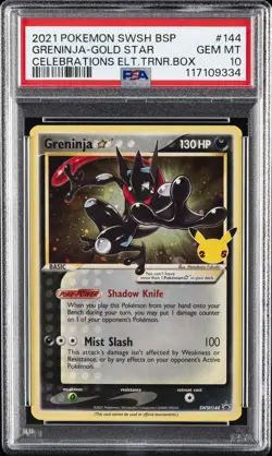 2021 POKEMON SWSH BLACK STAR PROMO #144 GRENINJA-GOLD STAR PSA 10 - Image 1