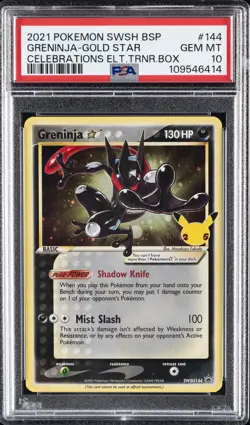 2021 POKEMON SWSH BLACK STAR PROMO #144 GRENINJA-GOLD STAR PSA 10 - Image 1