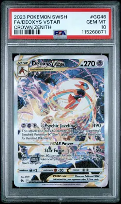 2023 POKEMON SWORD & SHIELD CROWN ZENITH #GG46 FULL ART/DEOXYS VSTAR PSA 10 - Image 1