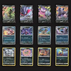 Dark Type Pokemon Black Ultra Rare V Holos Reverse Bundle Set 12 Cards Lot - Image 1