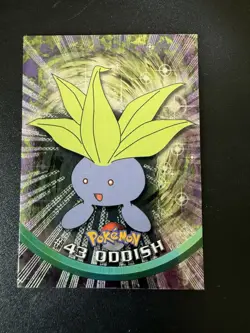 Oddish #43 Series 1 Topps Black Logo Flames Holo Foil LP Pokemon 1999 - Image 1