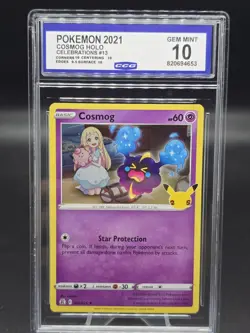 2021 Cosmog Holo Rare Celebrations Pokemon TCG Card 13/25 CCG 10 GEM Mint - Image 1