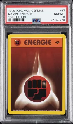 1999 POKEMON GERMAN 1ST ED #97 KAMPF-ENERGIE PSA 8 - Image 1
