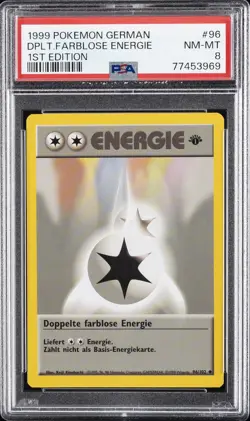 1999 POKEMON GERMAN 1ST ED #96 DOPPELTE FARBLOSE ENERGIE PSA 8 - Image 1