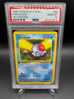 PSA 10 GEM MINT -🔥WoTC VINTAGE🔥1999 POKEMON FOSSIL - TENTACOOL 1ST EDITION #56 - Image 1