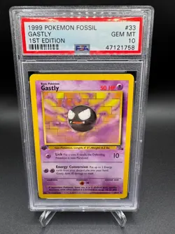 PSA 10 GEM MINT -🔥WoTC VINTAGE🔥1999 POKEMON FOSSIL - GASTLY 1ST EDITION #33 - Image 1