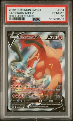 2022 POKEMON SWORD & SHIELD BRILLIANT STARS #154 FULL ART/CHARIZARD V PSA 10 - Image 1