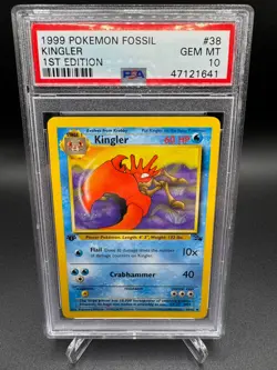 PSA 10 GEM MINT -🔥WoTC VINTAGE🔥1999 POKEMON FOSSIL - KINGLER 1ST EDITION #38 - Image 1