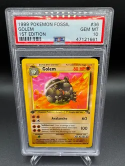 PSA 10 GEM MINT -🔥WoTC VINTAGE🔥1999 POKEMON FOSSIL - GOLEM 1ST EDITION #36 - Image 1