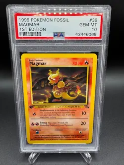 PSA 10 GEM MINT -🔥WoTC VINTAGE🔥1999 POKEMON FOSSIL - MAGMAR 1ST EDITION #39 - Image 1