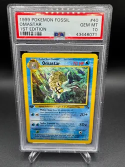 PSA 10 GEM MINT -🔥WoTC VINTAGE🔥1999 POKEMON FOSSIL - OMASTAR 1ST EDITION #40 - Image 1