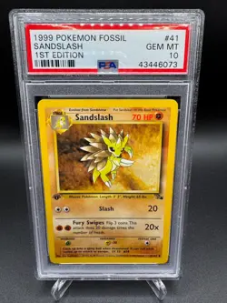 PSA 10 GEM MINT -🔥WoTC VINTAGE🔥1999 POKEMON FOSSIL - SANDSLASH 1ST EDITION #41 - Image 1