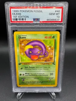 PSA 10 GEM MINT -🔥WoTC VINTAGE🔥1999 POKEMON FOSSIL - EKANS 1ST EDITION #46 - Image 1
