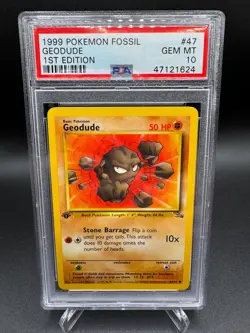 PSA 10 GEM MINT -🔥WoTC VINTAGE🔥1999 POKEMON FOSSIL - GEODUDE 1ST EDITION #47 - Image 1