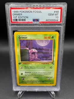 PSA 10 GEM MINT -🔥WoTC VINTAGE🔥1999 POKEMON FOSSIL - GRIMER 1ST EDITION #48 - Image 1