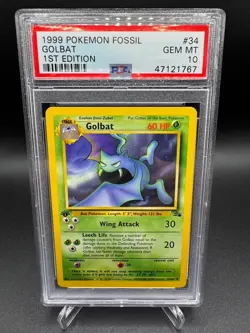 PSA 10 GEM MINT -🔥WoTC VINTAGE🔥1999 POKEMON FOSSIL - GOLBAT 1ST EDITION #34 - Image 1