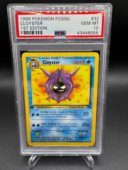 PSA 10 GEM MINT -🔥WoTC VINTAGE🔥1999 POKEMON FOSSIL - CLOYSTER 1ST EDITION #32 - Image 1