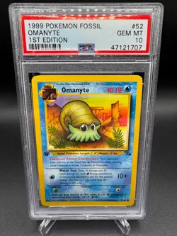 PSA 10 GEM MINT -🔥WoTC VINTAGE🔥1999 POKEMON FOSSIL - OMANYTE 1ST EDITION #52 - Image 1