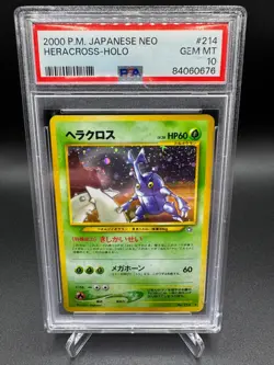 2000 PSA 10 GEM MINT Heracross Holo #214 Pokemon Japanese Neo - Image 1