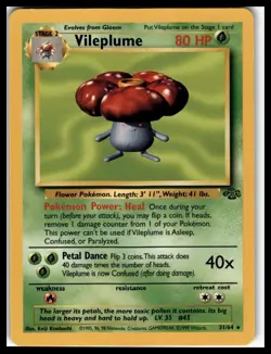 Dark Vileplume Pokemon Team Rocket Unlimited 30/82 Rare Non-Holo Vintage LP WOTC - Image 1