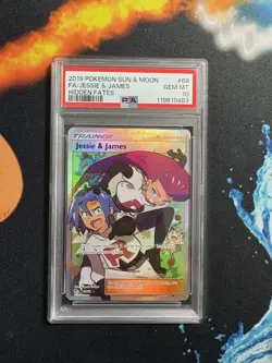 PSA 10 Jessie and James Full Art 68/68 Hidden Fates Pokemon Card 2019 GEM MINT - Image 1