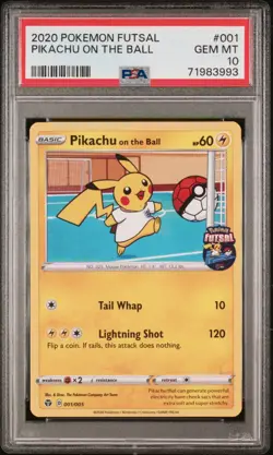 Pikachu on the Ball 001/005 Pokemon Futsal 2020 GEM MINT PSA 10 - Image 1