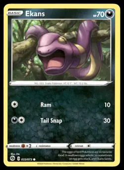 2020 Champion's Path Set Pokemon Card 33 Ekans NM - Image 1