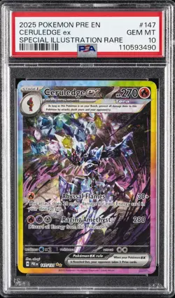 2025 POKEMON PRE EN-PRISMATIC EVOLUTIONS #147 CERULEDGE EX PSA 10 - Image 1