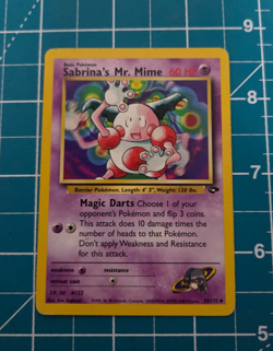 Sabrina's Mr. Mime 58/132 Gym Challenge Unlimited WotC 2000 Pokemon LP - Image 1