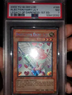 YuGiOh Injection Fairy Lily LOD-100 Secret Rare 1st Edition MINT/NEAR MINT PSA 7 - Image 1