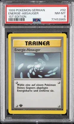 1999 POKEMON GERMAN 1ST ED #92 ENERGIE-ABSAUGER PSA 8 - Image 1