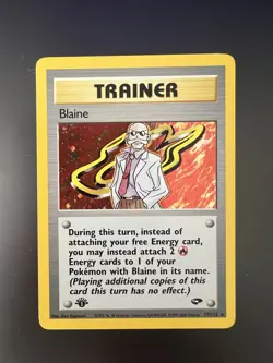 Pokemon Trainer Card 1st Edition Blaine Gym Challenge 17/132 Vintage Holo Rare - Image 1