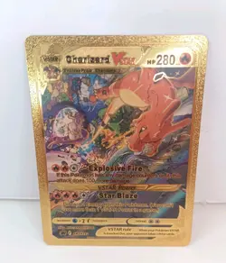 Custom Charizard Vstar Gold foil Fan Art Metal card Excellent Condition - Image 1
