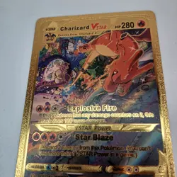 Custom Charizard Vstar Gold foil Fan Art Metal card Excellent Condition - Image 5
