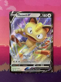 Pokemon Card Meowth V SWSH004 Black Star Promo Ultra Rare Near Mint - Image 1