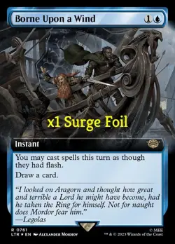 MTG Surge Foil Borderless LOTR: Tales of Middle-earth LTR Borne Upon a Wind MINT - Image 1