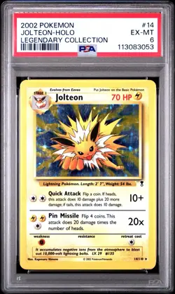 2002 POKEMON LEGENDARY COLLECTION JOLTEON HOLO #14 PSA 6 - Image 1