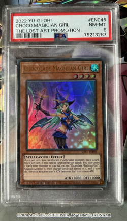 YuGiOh PSA Graded 8 Chocolate Magician Girl LART-EN046 Ultra Rare Alternate Art - Image 1