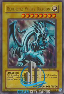 Yugioh Blue-Eyes White Dragon LOB-EN001 Ultra Rare HP Old Print - Image 1