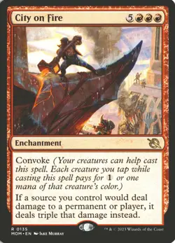 MTG City on Fire (0135) *Non-Foil* Promo PW Stamp March of the Machine MT/NM - Image 1
